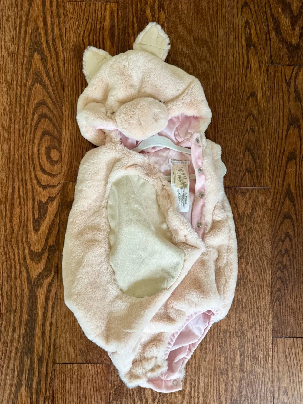 Pottery Barn Kids Pale Pink Plush Pig Hooded Romper